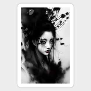 Gothic Geisha Girl Sticker